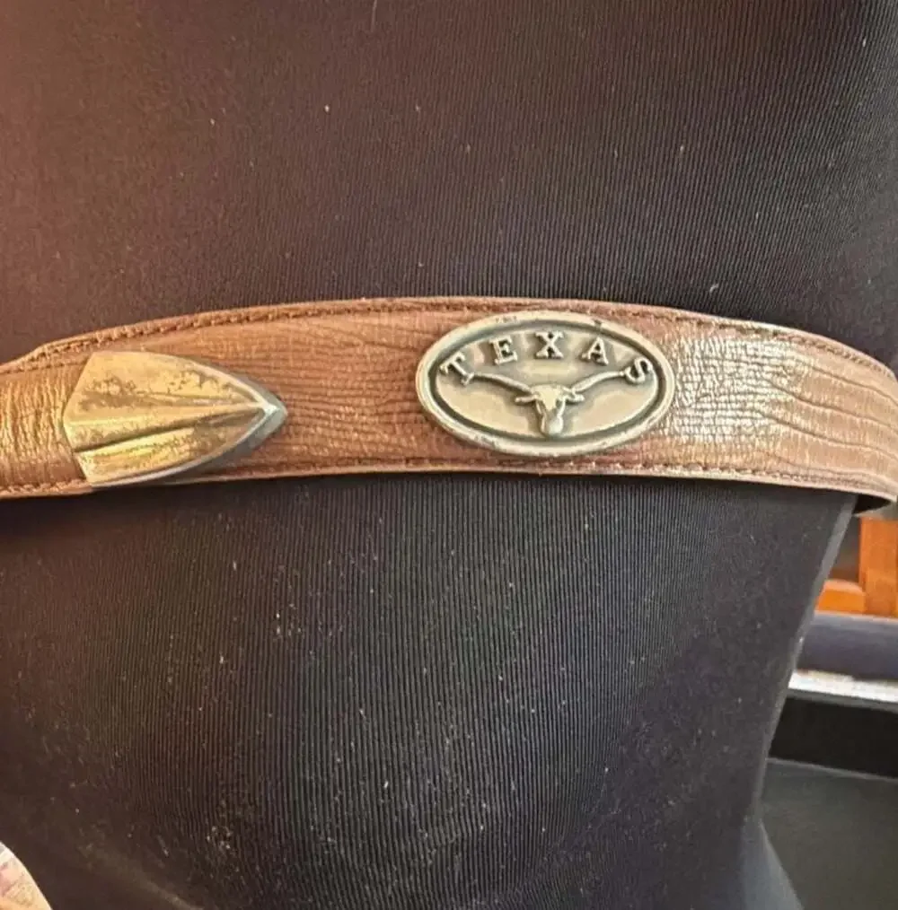 Vintage Justin Brown Leather Texas Concho Western Ranger Belt
